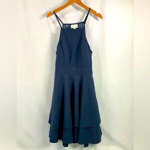 Spaghetti Strap Halter Dress Open Back with‎ Floral Lace Jun & Ivy Blue Size M